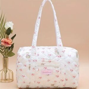 White Floral Quilted Day Bag